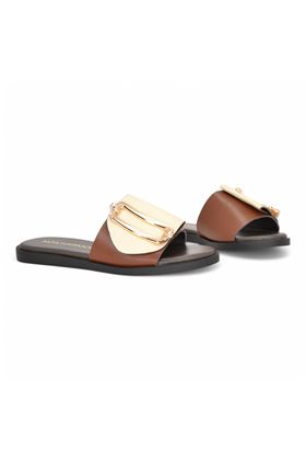 Ciabatta donna in pelle colore marrone. NOA HARMON | 9979-MARRONE